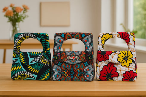 Sefina African Print Cut-out Luxury Handmade Wristlet Totes Chain Handle Ankara/African Print / Clutch / Handbag for Women