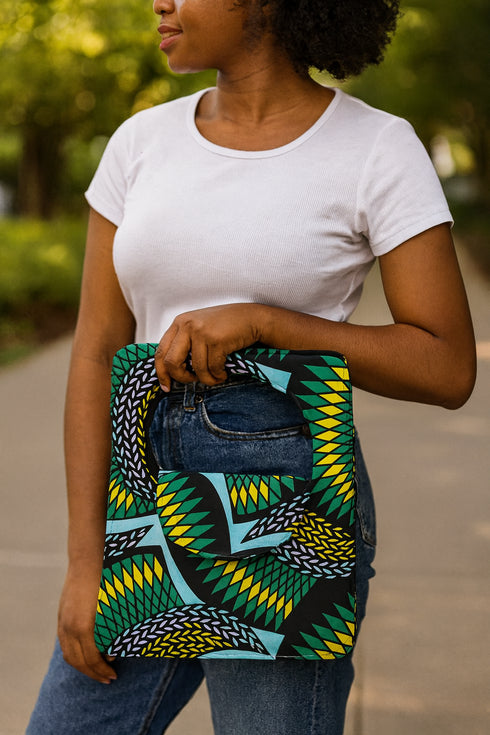 Sefina African Print Cut-out Luxury Handmade Wristlet Totes Chain Handle Ankara/African Print / Clutch / Handbag for Women