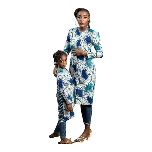 Seren Ankara Twist-Back Tunic Top – Open-Back Longline African Print Blouse for Women - Top Only