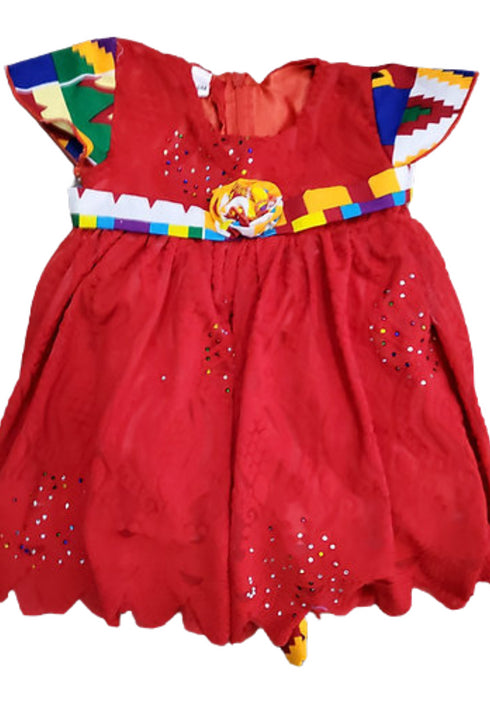 Serwaa Elegant Lace African Print Baby Girl Dress Set