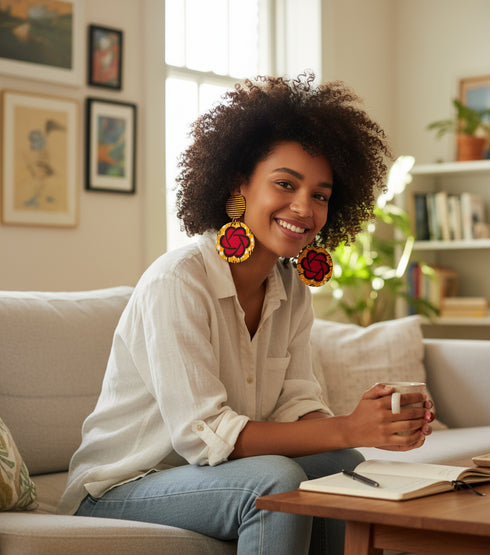 Sunset Serenade Ankara Disk Earrings