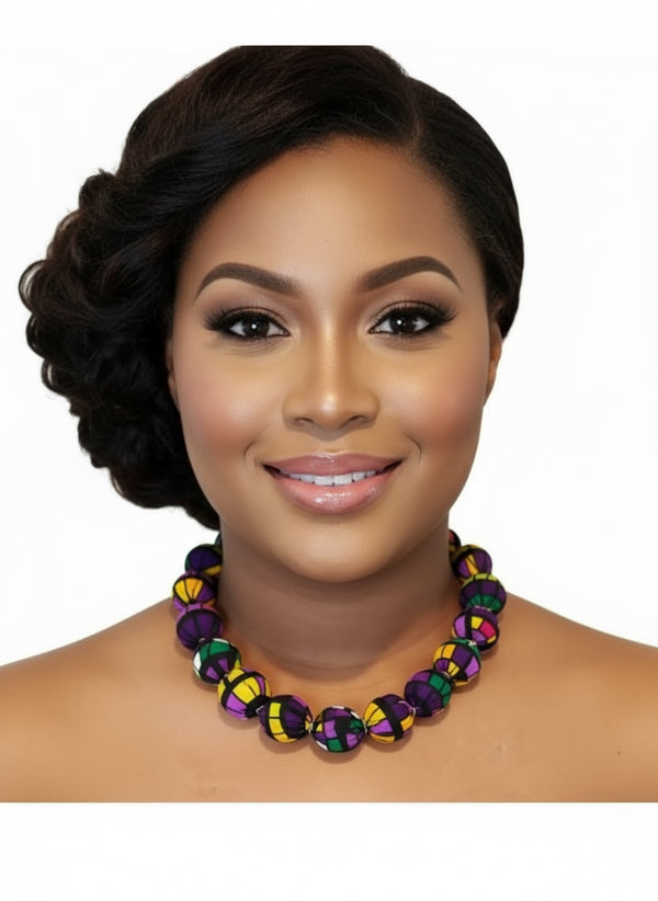 Sunset Spheres Bubble Chain Ankara Necklace