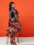 TANDI African Print Pants and Sheer Organza Top Set for Women