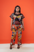 TANDI African Print Pants and Sheer Organza Top Set for Women