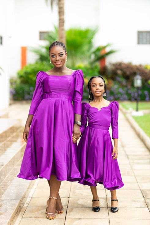 TENE Long Purple Elegance Twirl Majesty Paradise Silk Dress