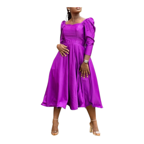 TENE Long Purple Elegance Twirl Majesty Paradise Silk Dress