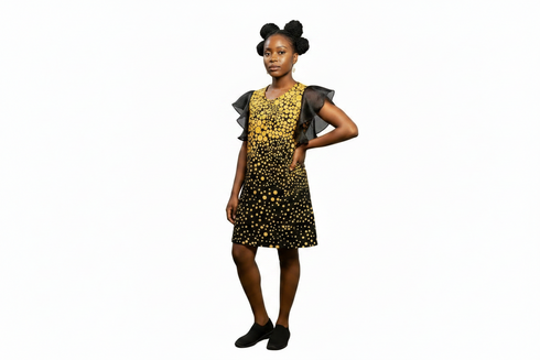 Taelisse Girls Sunburst Organdi and Ankara Vibrant African Girls Wear Shift Dress
