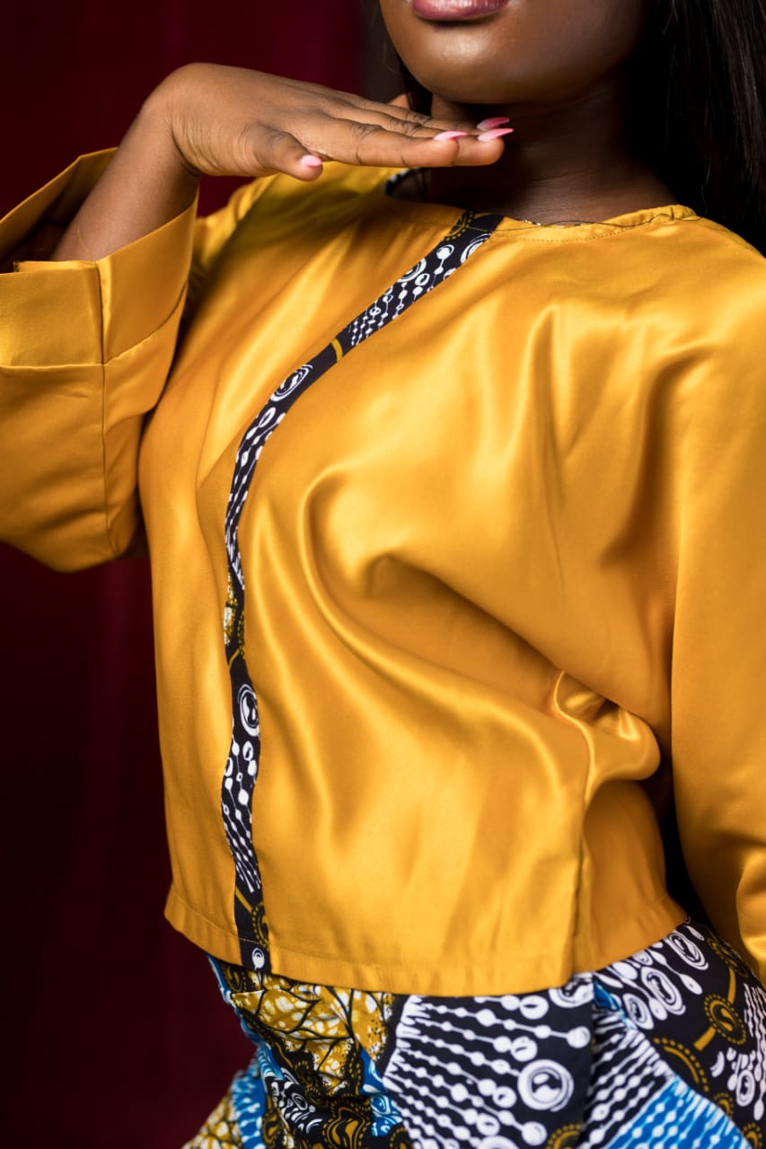 The Nakua Side Ruffle Pants and Satin Top Set