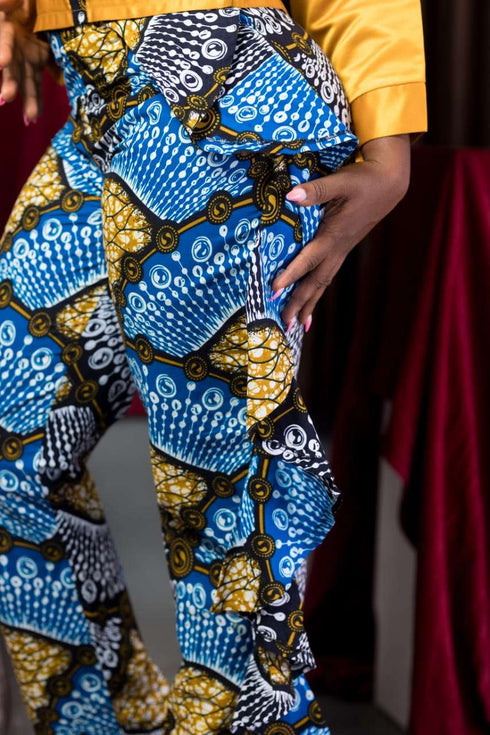 The Nakua Side Ruffle Pants and Satin Top Set