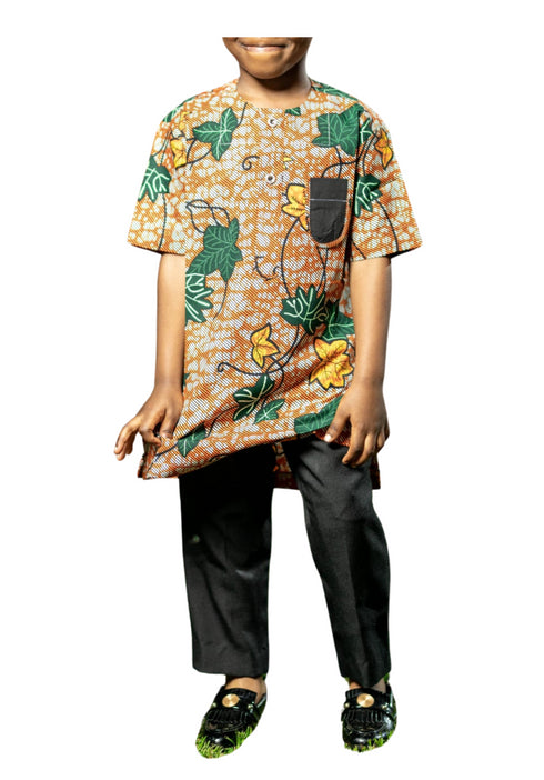The CHIMALI Boy's Short-Sleeve Ankara Shirt