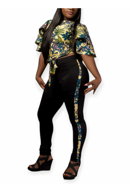 The Zaria Flare Sleeve Crop Top & Side Panel Leggings 2