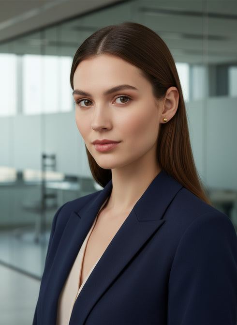 TIMELESS 24K GOLD Ball Sphere Gleam Stud Earrings – Handmade Women’s Jewelry