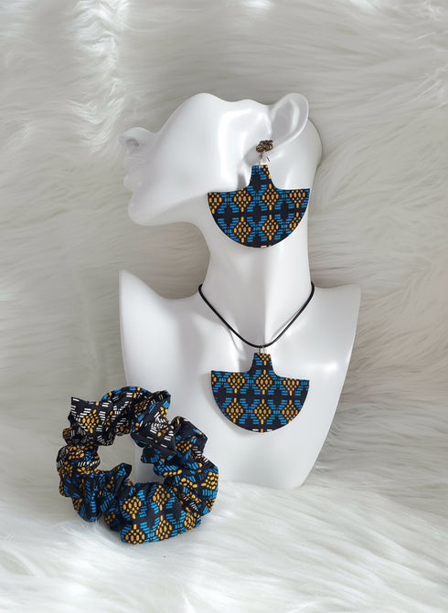 Tribal Geo-Fusion Accessory Set - Ankara Earring and Necklace Set