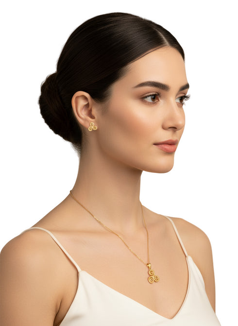 Triskelion Harmony Set - Adinkra Necklace & Earrings Set Stainless Steel