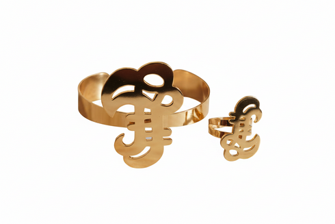 VALOR Sikan stainless steel cuff bangle bracelet and ring set only