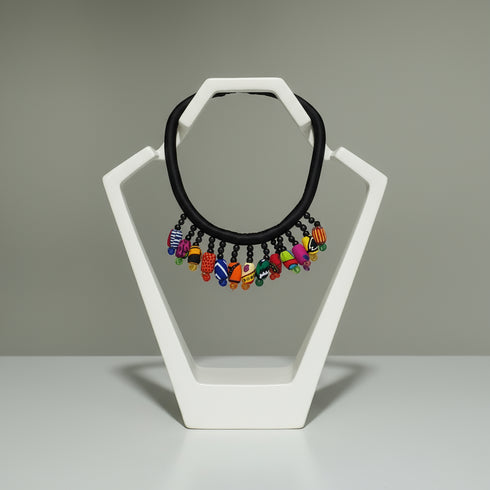 ZARIA Bold Multicolor Ankara Fabric Bead Statement Necklace – Handmade Women’s Jewelry