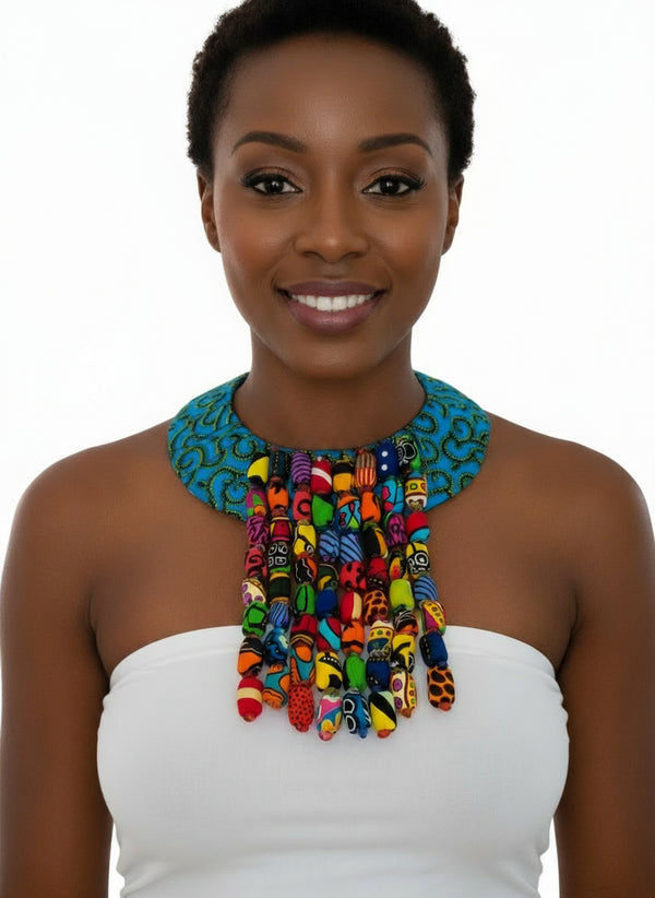 Waterfall Cascade Collar Ankara Necklace