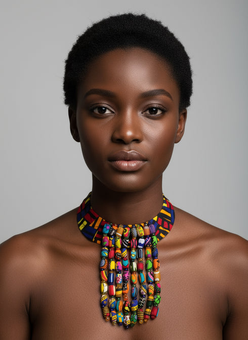 Waterfall Cascade Collar Ankara Necklace