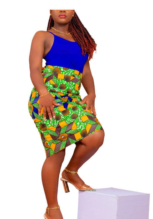 XOLA High-Waisted African Print Ankara Pencil Skirt