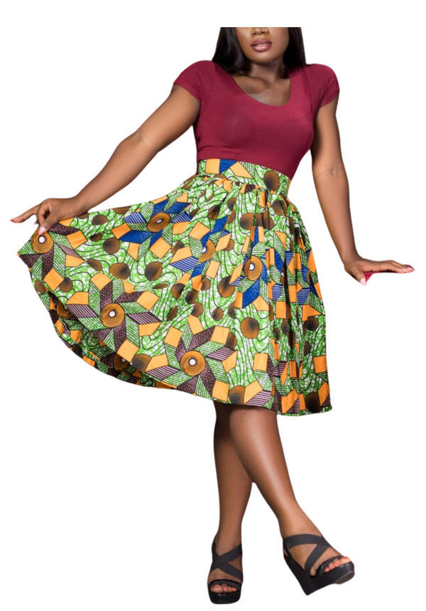 ZAINAB Gathered Waist Ankara African Print Skirt
