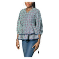 Zanele Woman's Ankara Peplum Blouse with Balloon Sleeves & V-Neckline - Top Only