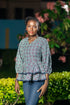 Zanele Woman's Ankara Peplum Blouse with Balloon Sleeves & V-Neckline - Top Only