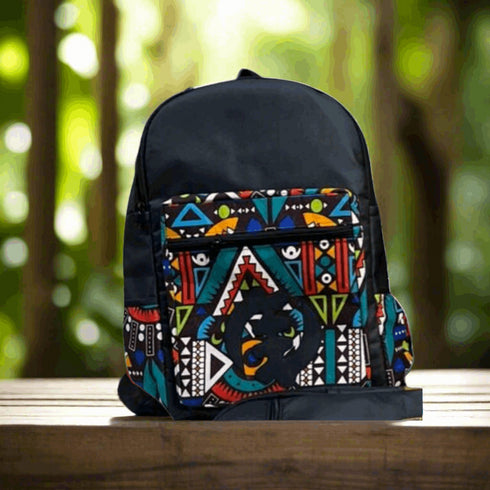 The Alkebulan (Africa) Heritage Ankara and Leather Fusion Backpack
