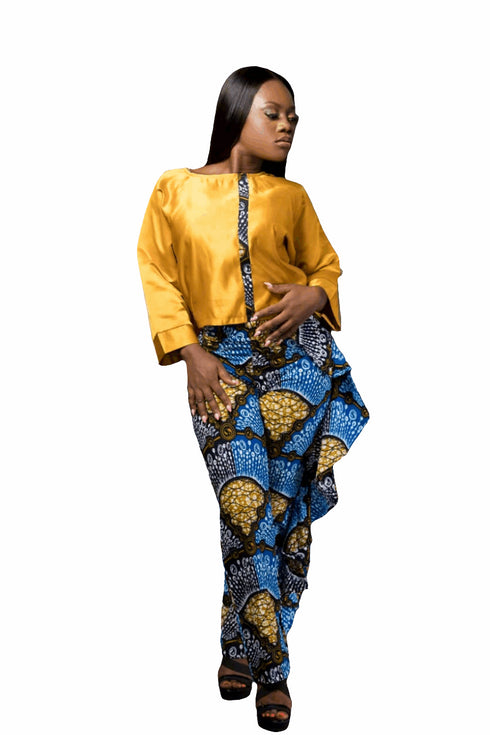 The Nakua Side Ruffle Pants and Satin Top