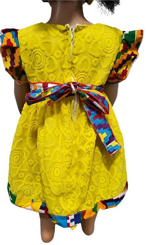 Alana Lace Kente Sleeve and Hem Baby Girl Dress – Handmade