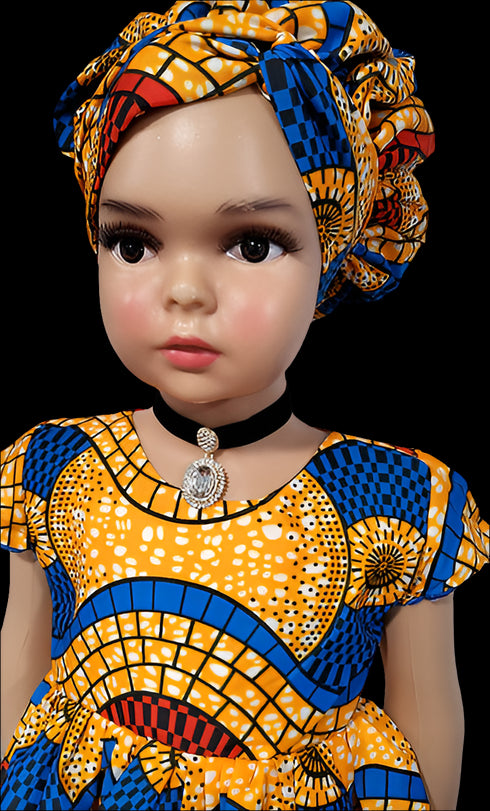 Nyame-Dei Butterfly Sleeve African Print Girl Dress – Handmade