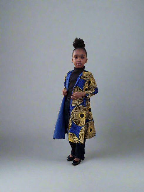BINTA Ankara African Print Flare Jacket Dress for Girls