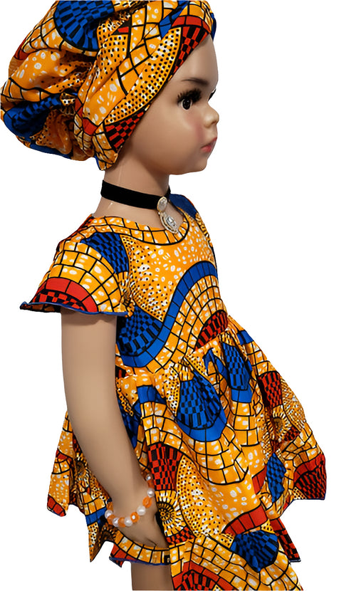 Nyame-Dei Butterfly Sleeve African Print Girl Dress – Handmade