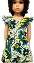 Jaliyah Green and White Floral Ankara Ruffle Sleeve Baby Girl Dress with Waist Tie – Handmade