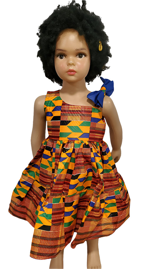 Journee Kente One Shoulder Bow African Print Baby Girl Dress – Handmade