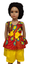 Nova Ankara African Print Baby Girl Dress with Yellow Belt Bow – Handmade