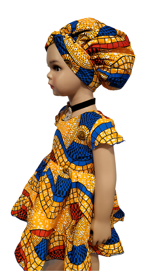 Nyame-Dei Butterfly Sleeve African Print Girl Dress – Handmade