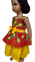 Nova Ankara African Print Baby Girl Dress with Yellow Belt Bow – Handmade