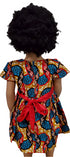 Ariyah Ankara African Print Red Collar Bow Baby Girl Dress with Waist Belt – Handmade