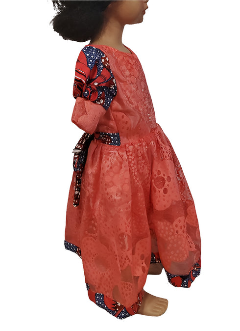 Fosuwaa Floral Lace and Print Overlay Girl Dress – Handmade