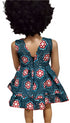 Asantewaa Ankara African Print sleeveless flare baby girl dress handmade - V neck