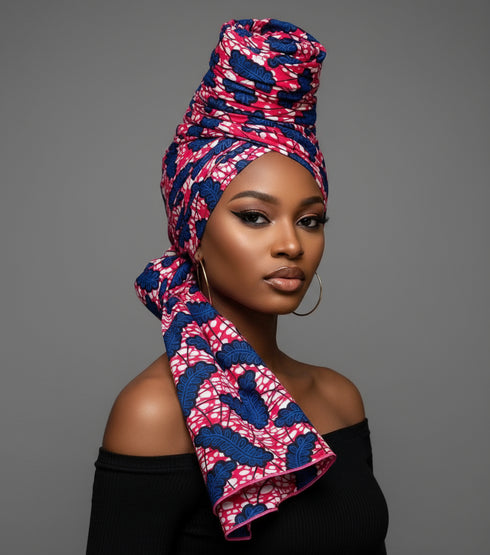 ADEPA Tie-On Ankara Headwrap / Headpiece Scarf – One-Yard Duku (African Print Headwrap)