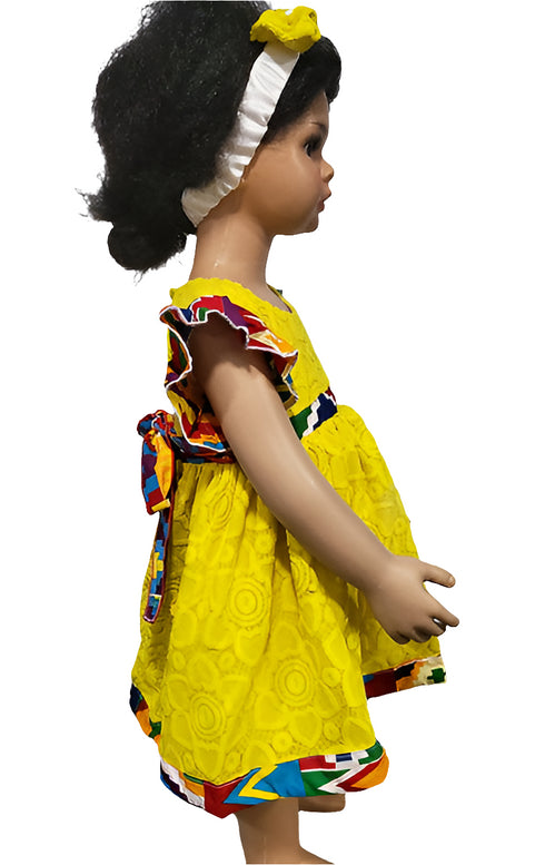 Alana Lace Kente Sleeve and Hem Baby Girl Dress – Handmade