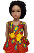 Nova Ankara African Print Baby Girl Dress with Yellow Belt Bow – Handmade