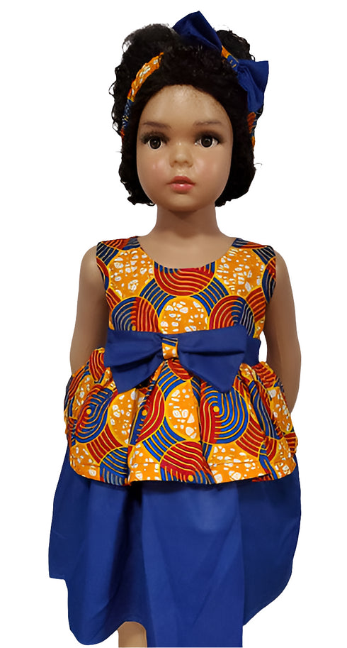Nayoka Baby Two-Sisters African Print Girl Dress with headband – Two Piece Handmade
