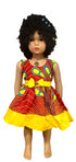 Nia Ankara African Print Baby Girl Dress with Yellow Bow – Handmade