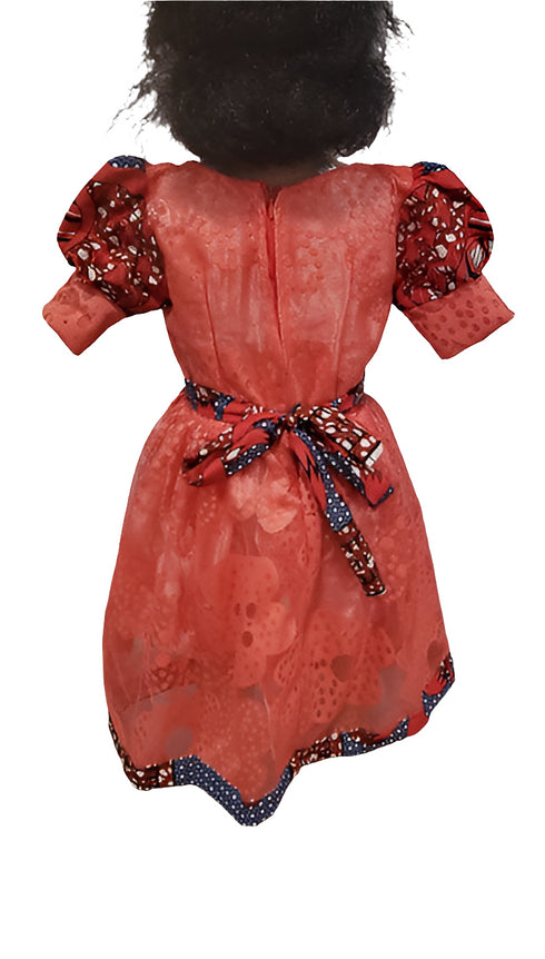 Fosuwaa Floral Lace and Print Overlay Girl Dress – Handmade