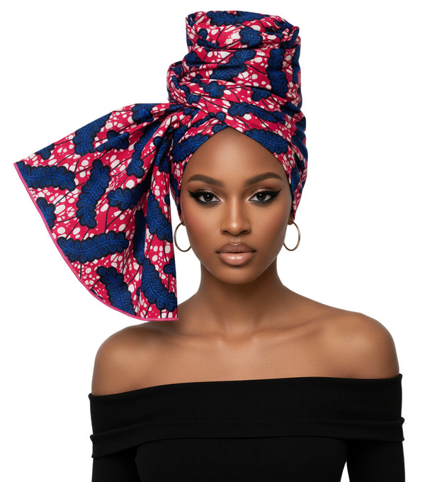 ADEPA Tie-On Ankara Headwrap / Headpiece Scarf – One-Yard Duku (African Print Headwrap)