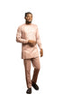 CHINEDU Prestige African Long-sleeve Men's Senator Outfit Set - Blush pink edition