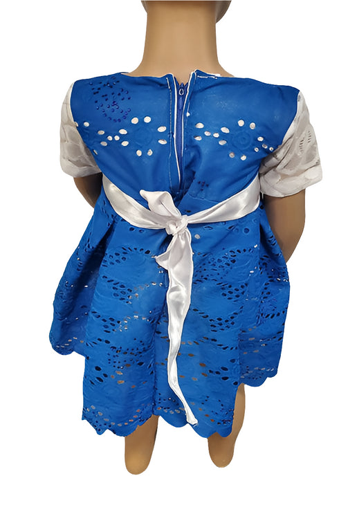 Destiny Blue Rose Lace Baby Girl Dress – Handmade