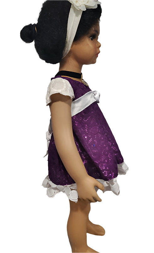 Zahara Purple Lace White Trim Short Sleeve Baby Girl Dress – Handmade